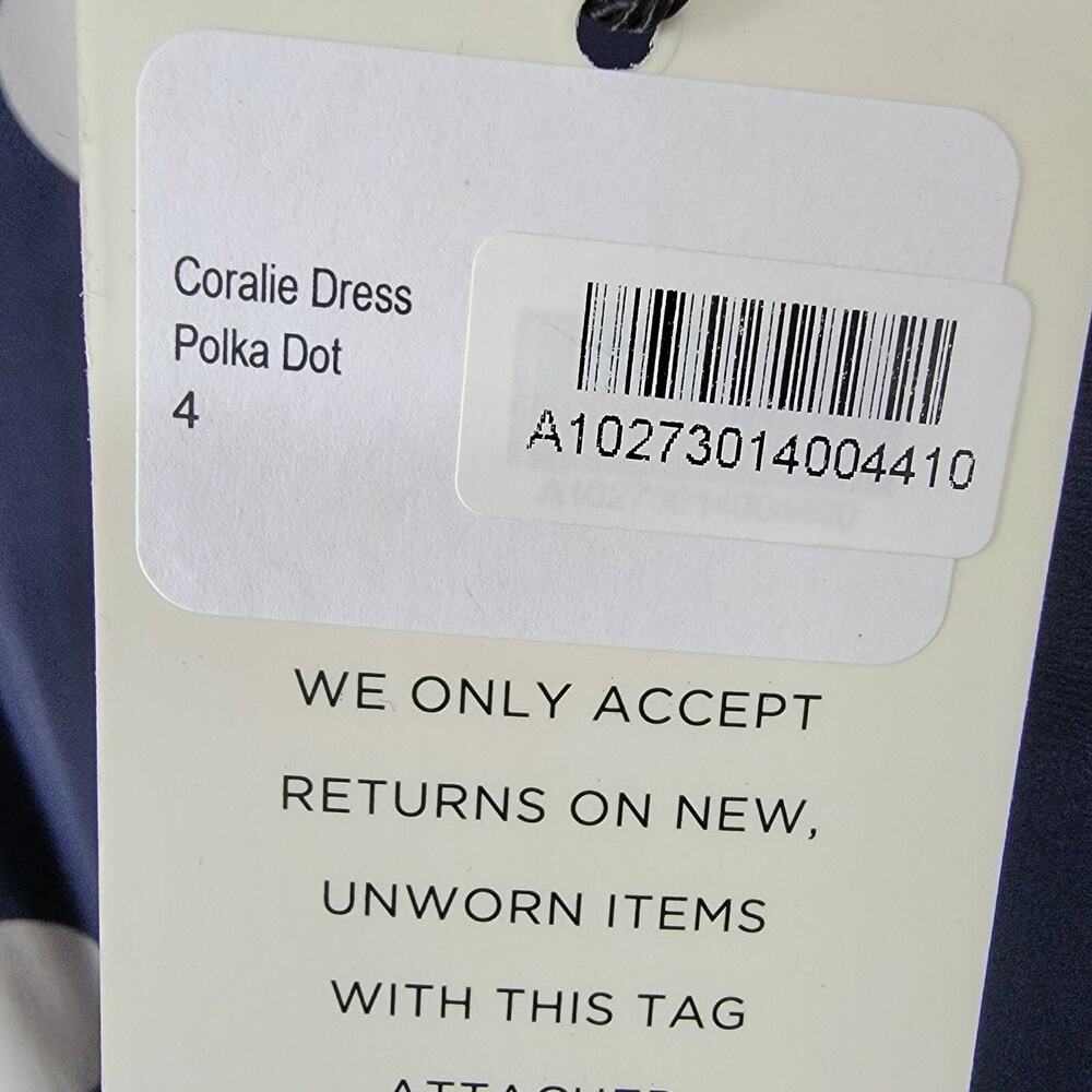 Most Of All Coralie Satin Sleeveless Midi Dress Navy Blue White Polka Dot Size 4 - Picture 9 of 10